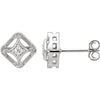 14K White Gold 0.075 CTW Diamond Filigree Earrings