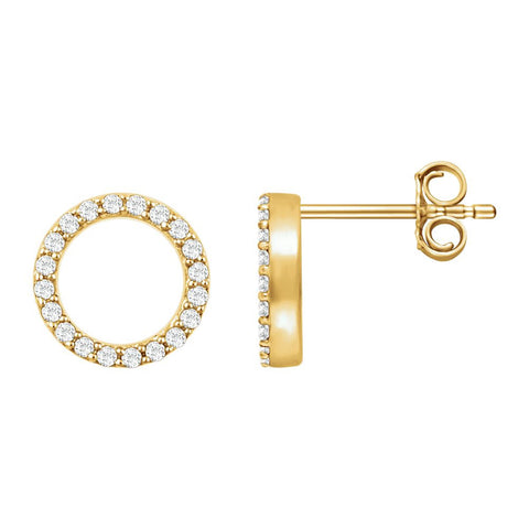 14k Yellow Gold 1/5 CTW Diamond Circle Earrings