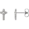 14K White Gold Rope Cross Earrings