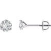 14K White Gold 5mm Round Forever Brilliant Created Moissanite 3-Prong Threaded Post Stud Earrings