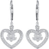 Sterling Silver .06 CTW Diamond Heart Lever Back Earrings