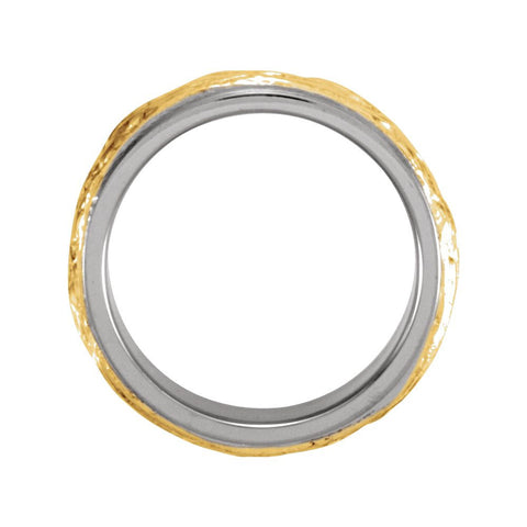 14K White & Yellow Gold 7mm Hand-Engraved Band Size 7
