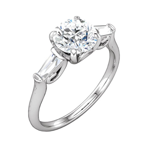 14k White Gold 5.2mm Sculptural-Inspired Engagement Ring, Size 7