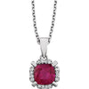 14k White Gold Created Ruby & 0.05 ctw. Diamond 18-inch Necklace