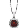 14k White Gold Mozambique Garnet & 0.05 ctw. Diamond 18-inch Necklace