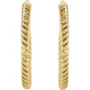 14k Yellow Gold 17mm Rope Design Hoop Earrings