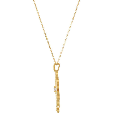 14k Yellow Gold 1/10 CTW Granulated Design 18" Necklace