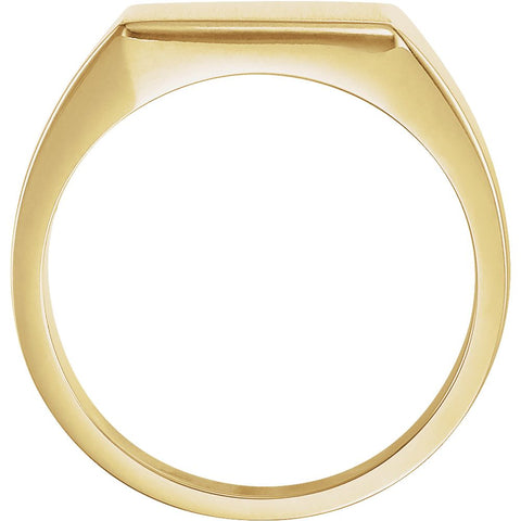 10k Yellow Gold 12mm Men's Signet Ring with Brush Finish, Size 10