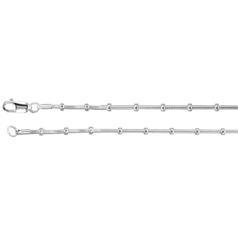 1mm Sterling Silver Snake & Bead Chain