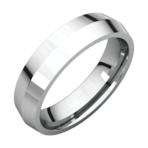 14k White Gold 5mm Knife Edge Comfort Fit Band, Size 8.5