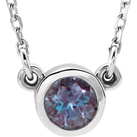 Sterling Silver Imitation Alexandrite 16" Necklace