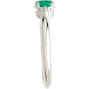 14k White Gold Genuine Emerald & Diamond Ring, Size 7