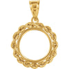 2.5mm Solid Rope Tab Back Frame Pendant For 1/20 Ounce Chinese Panda Coin in 14K Yellow Gold