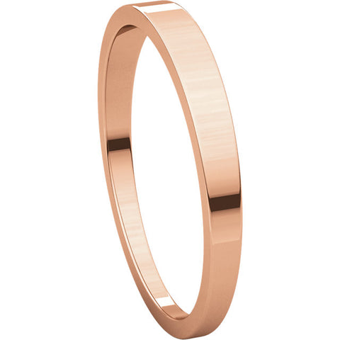 14k Rose Gold 2.5mm Flat Tapered Band, Size 6