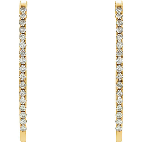 14k Yellow Gold 1/2 CTW Diamond Hoop Earrings