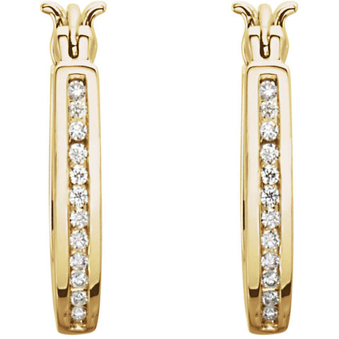 14k Yellow Gold 1/3 CTW Diamond Inside/Outside Hoop Earrings