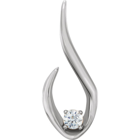 14k White Gold 1/10 CTW Diamond Freeform Pendant
