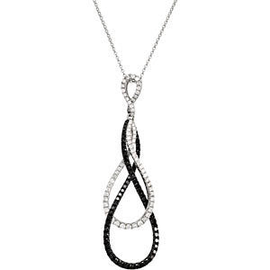 14k White Gold 1 3/8 CTW Black & White Diamond Necklace