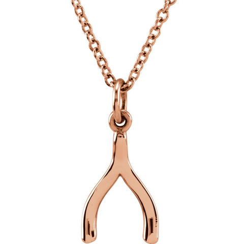 14k Rose Gold Tiny Posh Wishbone 16-18" Necklace