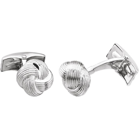 14k White Gold Knot Cuff Links