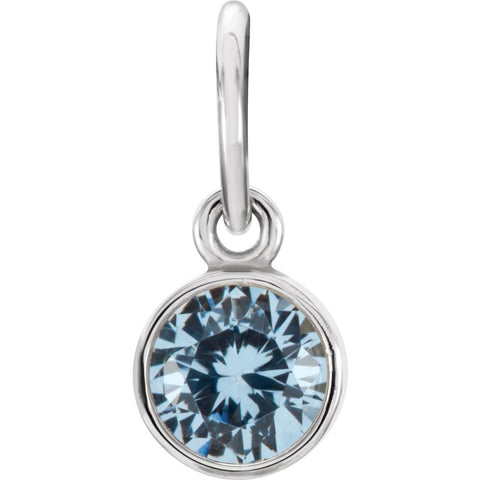 14k White Gold Imitation Aquamarine Birthstone Charm