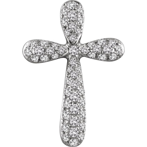 14k White Gold 1/4 CTW Diamond Cross Pendant