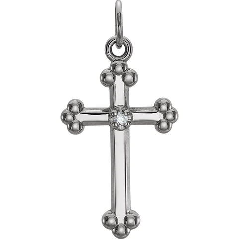 14k White Gold 14x11mm .004 CTW Diamond Cross Pendant