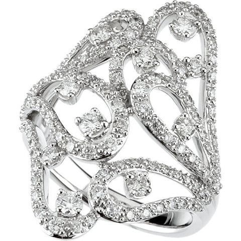 14k White Gold Diamond Ring, Size 7