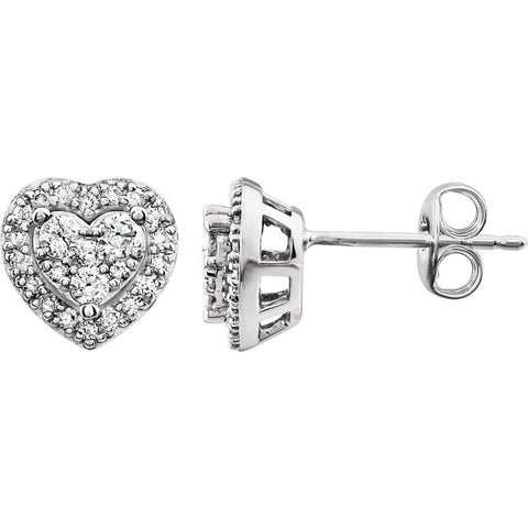 14k White Gold 3/8 CTW Diamond Halo-Style Stud Earrings