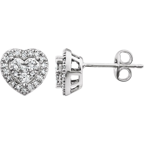Pair of 0.375 ct. Halo-Styled Stud Earrings in 14k White Gold
