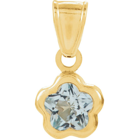 14k Yellow Gold March CZ Birthstone Pendant