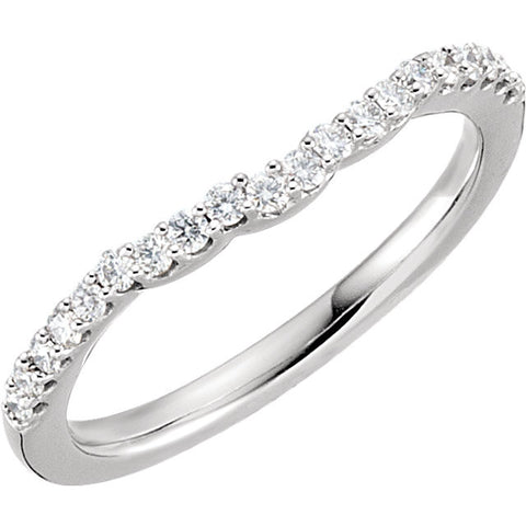14k White Gold 1/4 CTW Diamond Band for 6.5mm Engagement Ring, Size 7