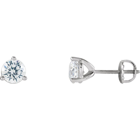 Pair of 05.75 mm Cubic Zirconia Earring in 14K White Gold