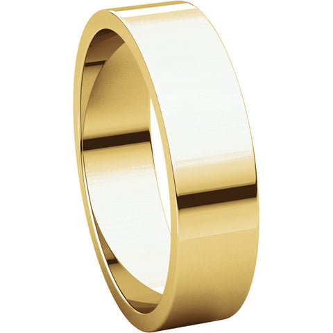 14k Yellow Gold 5mm Flat Band, Size 8
