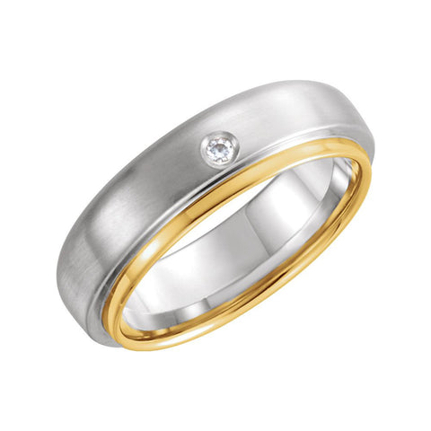 14k White & Yellow Gold 0.025 ctw. Diamond 6mm Comfort-Fit Wedding Band for Men, Size 11