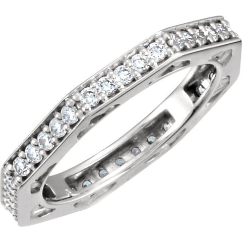 14k White Gold 3/4 CTW Diamond Anniversary Band Size 7