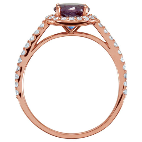 14k Rose Gold 6.5mm Round 3/8 CTW Diamond Semi-set Engagement Ring , Size 7