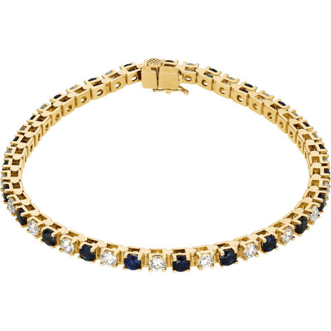 14k Yellow Gold Blue Sapphire & 2 1/3 CTW Diamond Bracelet