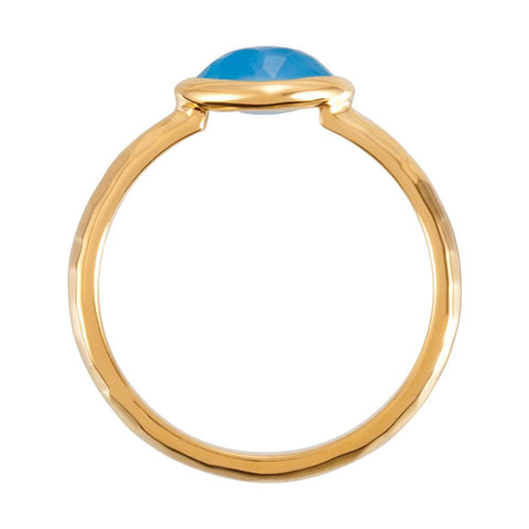 18K Yellow Gold Vermeil 7x5x4mm Blue Chalcedony Ring Size 7