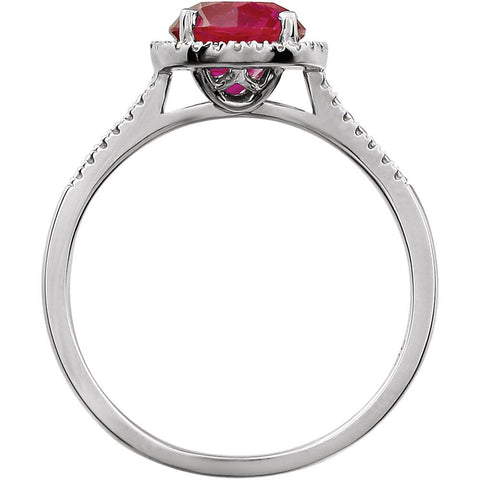 Sterling Silver Lab-Grown Ruby & .01 CTW Diamond Ring