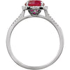 Sterling Silver Lab-Grown Ruby & .01 CTW Diamond Ring