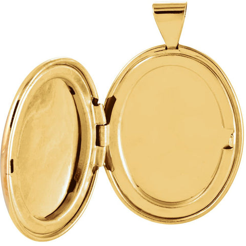 14k Yellow Gold Oval Flower Locket