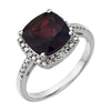 14K White Gold Mozambique Garnet & 0.03 CTW Diamond Ring (Size 6)