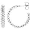 14K White Gold 17mm Beaded Hoop Earrings
