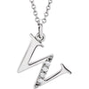 14K White Gold 0.025 CTW Diamond Lowercase Letter "W" Initial 16-Inch Necklace