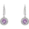 14k White Gold Amethyst & 1/6 CTW Diamond Earrings