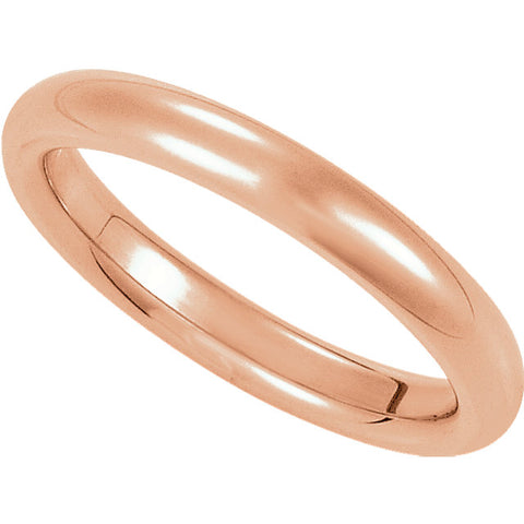 14k Rose Gold 3mm Comfort Fit Band, Size 7