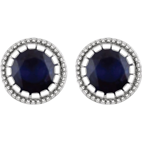 14k White Gold Blue Sapphire "September" Birthstone Earrings