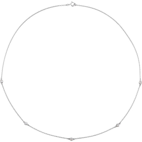 14k White Gold 3/4 CTW Diamond Bezel 18" Necklace