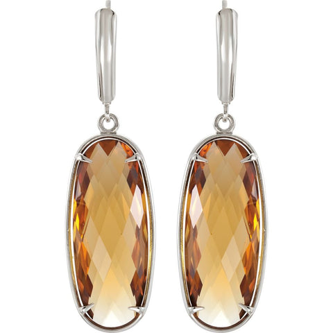 Sterling Silver Honey Quartz Lever Back Earrings